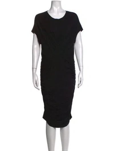 Pre-owned Frame Crew Neck Midi Length Dress W/ Tags In Black