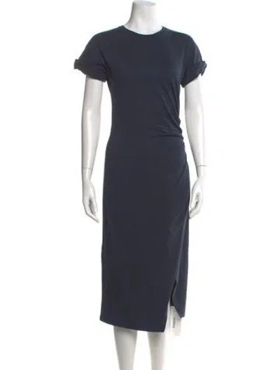 Pre-owned Frame Crew Neck Midi Length Dress W/ Tags In Blue
