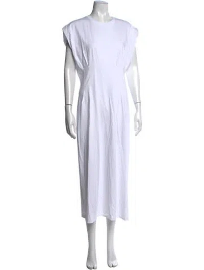 Pre-owned Frame Crew Neck Midi Length Dress W/ Tags In White