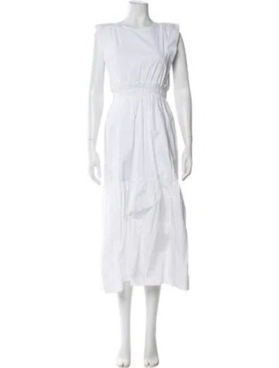 Pre-owned Frame Crew Neck Midi Length Dress In White