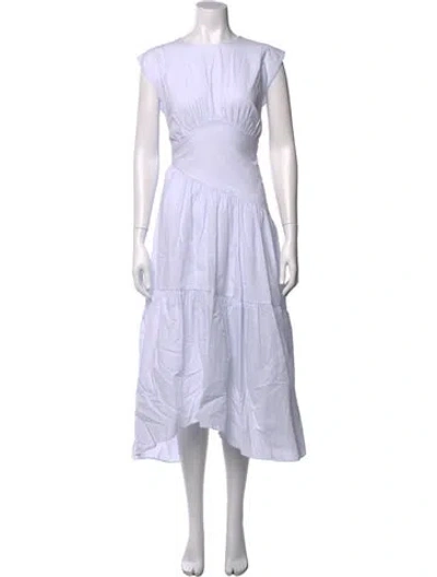 Pre-owned Frame Crew Neck Midi Length Dress In White