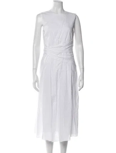 Pre-owned Frame Crew Neck Midi Length Dress In White