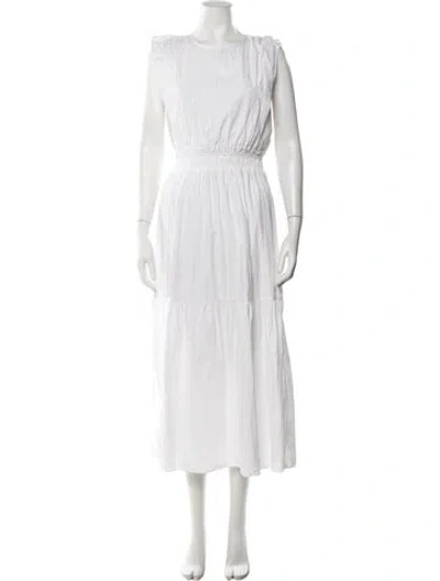 Pre-owned Frame Crew Neck Midi Length Dress In White