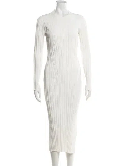 Pre-owned Frame Crew Neck Midi Length Dress In White