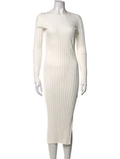 Pre-owned Frame Crew Neck Midi Length Dress In White