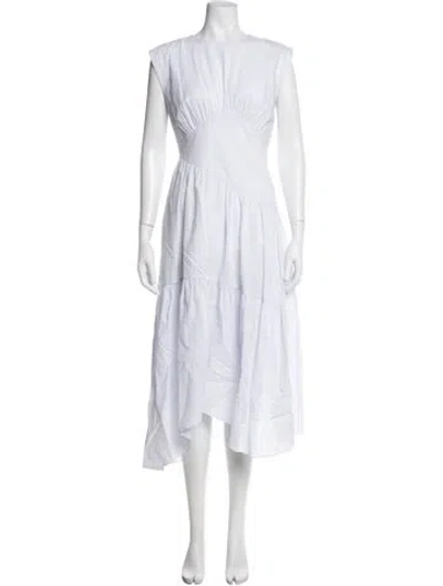 Pre-owned Frame Crew Neck Midi Length Dress In White