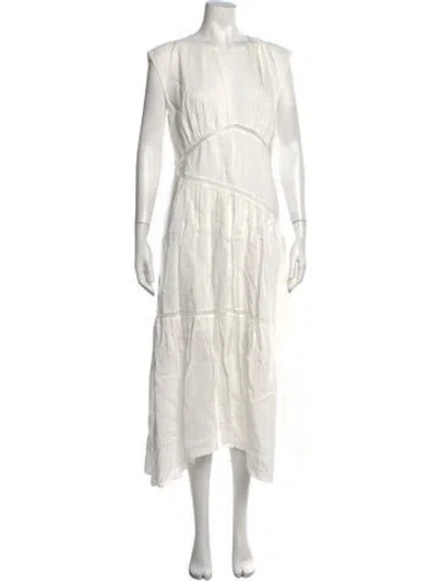 Pre-owned Frame Crew Neck Midi Length Dress In White