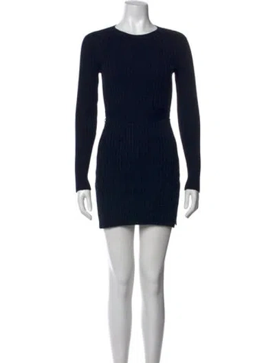 Pre-owned Frame Crew Neck Mini Dress In Black/blue