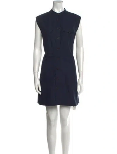 Pre-owned Frame Crew Neck Mini Dress In Blue