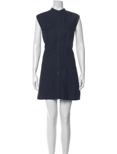 Pre-owned Frame Crew Neck Mini Dress In Blue