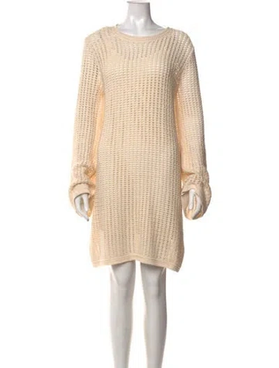 Pre-owned Frame Crew Neck Mini Dress In Neutrals