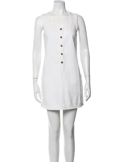 Pre-owned Frame Crew Neck Mini Dress In Neutrals