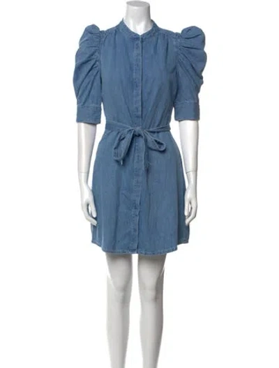 Pre-owned Frame Crew Neck Mini Dress W/ Tags In Blue