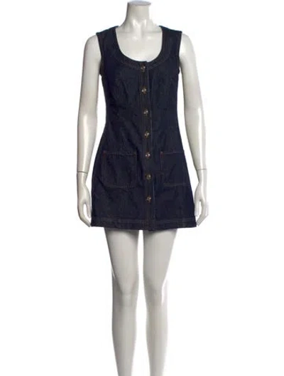 Pre-owned Frame Crew Neck Mini Dress W/ Tags In Blue
