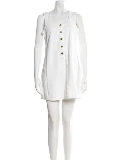 Pre-owned Frame Crew Neck Mini Dress W/ Tags In Neutrals