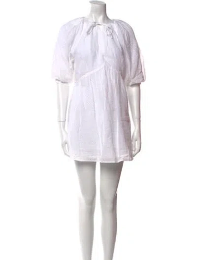 Pre-owned Frame Crew Neck Mini Dress In White