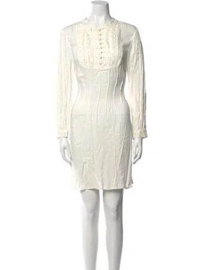 Pre-owned Frame Crew Neck Mini Dress In White