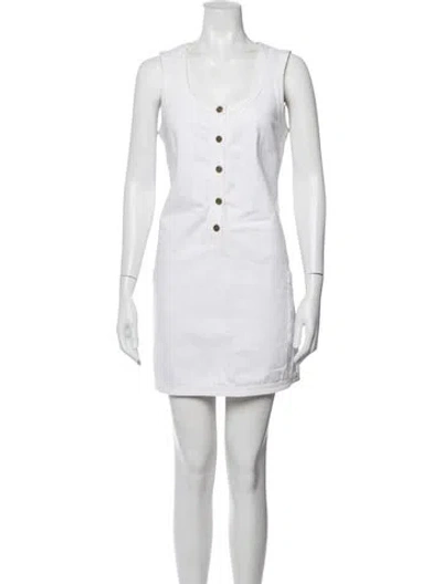 Pre-owned Frame Crew Neck Mini Dress In White