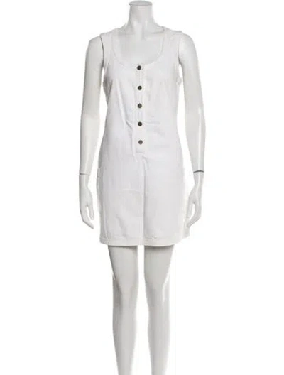 Pre-owned Frame Crew Neck Mini Dress In White