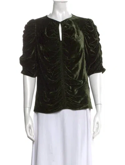 Pre-owned Frame Crew Neck Short Sleeve Blouse In Black