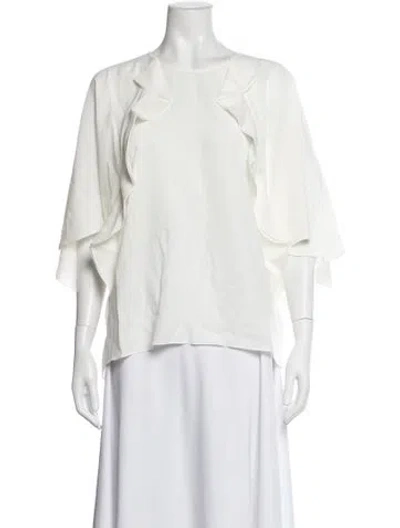 Pre-owned Frame Crew Neck Short Sleeve Blouse W/ Tags In White