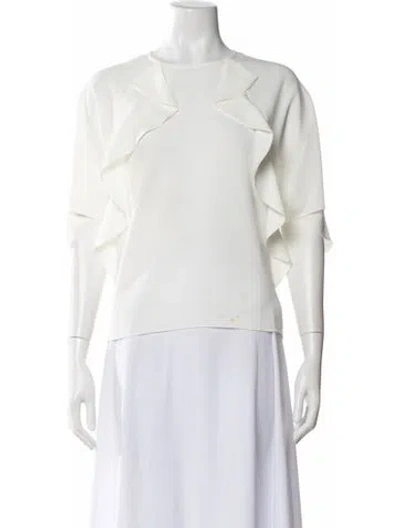 Pre-owned Frame Crew Neck Short Sleeve Blouse In White