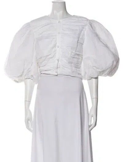 Pre-owned Frame Crew Neck Short Sleeve Blouse In White