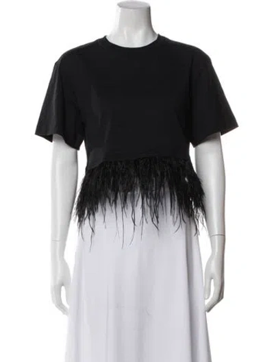 Pre-owned Frame Crew Neck Short Sleeve Crop Top In Black