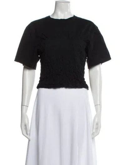 Pre-owned Frame Crew Neck Short Sleeve Crop Top In Black