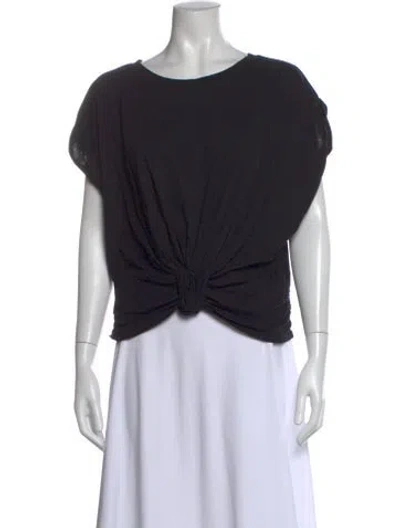 Pre-owned Frame Crew Neck Short Sleeve Crop Top In Black