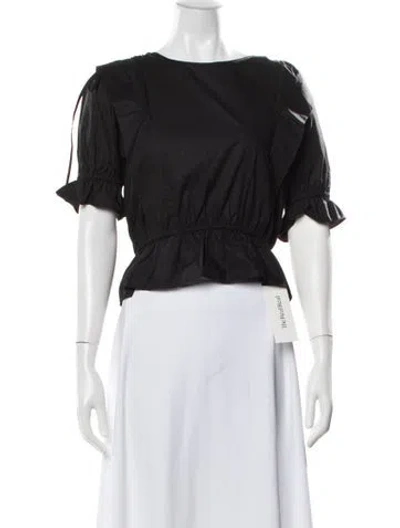 Pre-owned Frame Crew Neck Short Sleeve Crop Top In Black