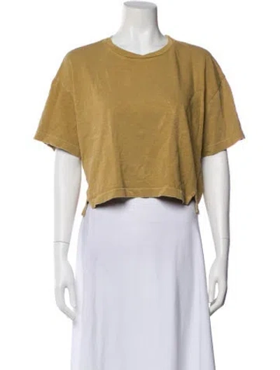Pre-owned Frame Crew Neck Short Sleeve Crop Top In Neutral