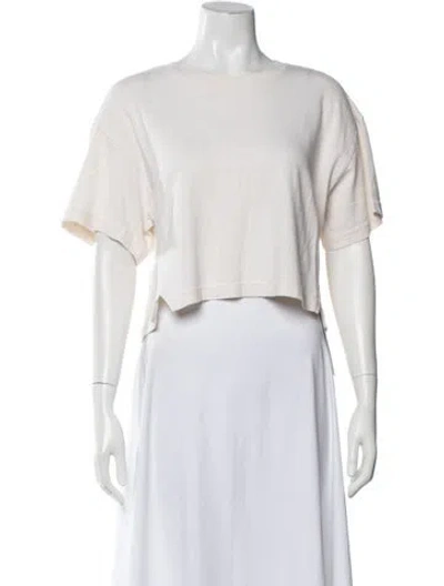 Pre-owned Frame Crew Neck Short Sleeve Crop Top In Neutrals