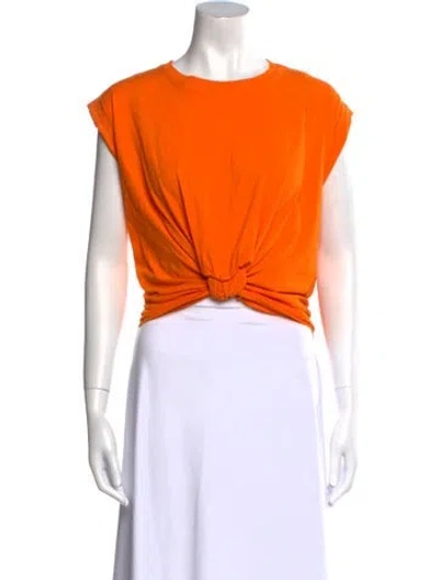 Pre-owned Frame Crew Neck Short Sleeve Crop Top In Orange