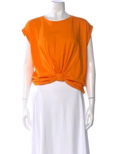 Pre-owned Frame Crew Neck Short Sleeve Crop Top In Orange
