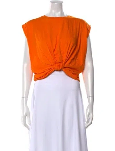 Pre-owned Frame Crew Neck Short Sleeve Crop Top In Orange