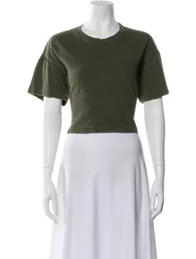 Pre-owned Frame Crew Neck Short Sleeve Crop Top In White