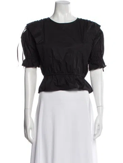 Pre-owned Frame Crew Neck Short Sleeve Top In Black