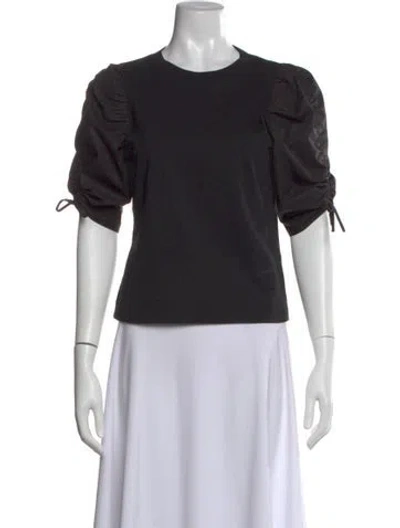 Pre-owned Frame Crew Neck Short Sleeve Top In Black