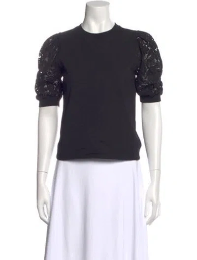 Pre-owned Frame Crew Neck Short Sleeve Top In Black