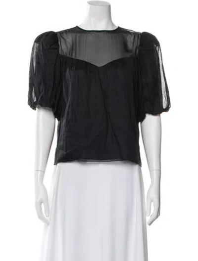 Pre-owned Frame Crew Neck Short Sleeve Top In Black