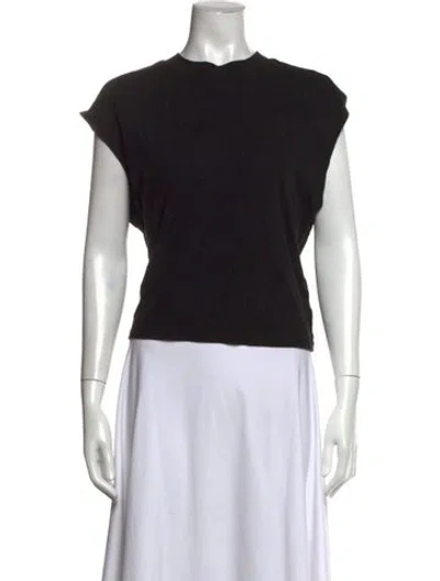 Pre-owned Frame Crew Neck Short Sleeve Top In Black
