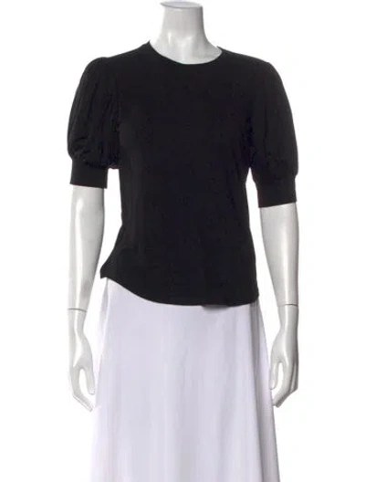Pre-owned Frame Crew Neck Short Sleeve Top In Black