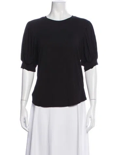 Pre-owned Frame Crew Neck Short Sleeve Top In Black