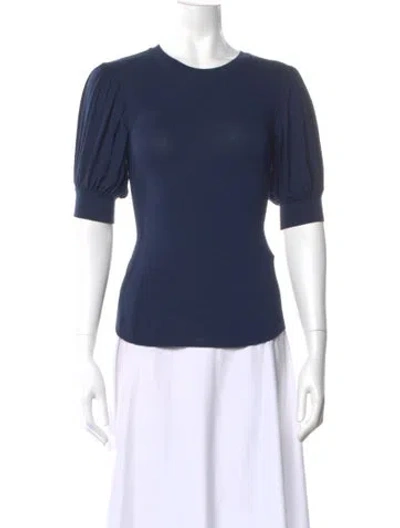 Pre-owned Frame Crew Neck Short Sleeve Top In Blue