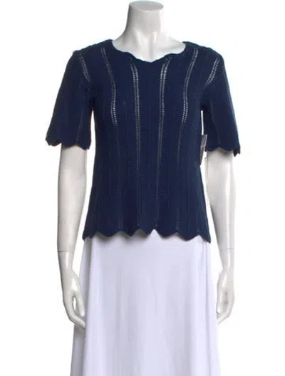 Pre-owned Frame Crew Neck Short Sleeve Top In Blue
