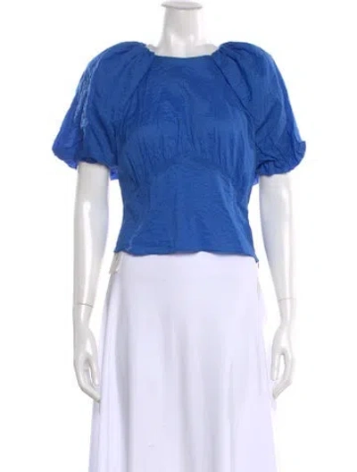 Pre-owned Frame Crew Neck Short Sleeve Top In Blue