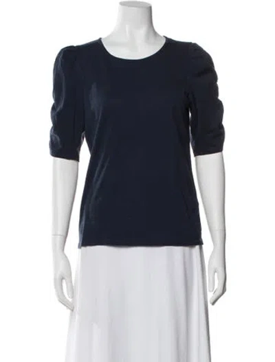 Pre-owned Frame Crew Neck Short Sleeve Top In Blue
