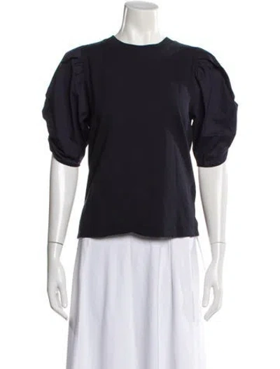 Pre-owned Frame Crew Neck Short Sleeve Top In Blue