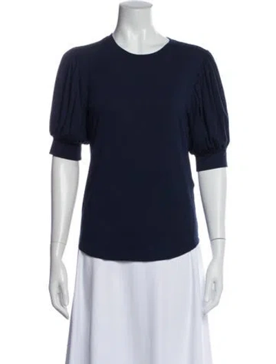 Pre-owned Frame Crew Neck Short Sleeve Top In Blue